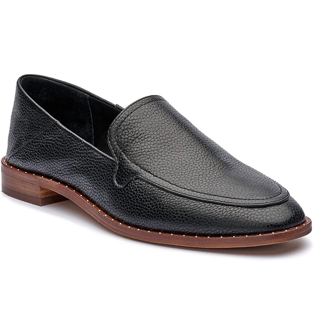 Venice Camuto Cretinian Black Leather Loafers Size 9.5